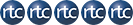 Fünf runde blaue Kreise mit weißer Inschrift "RTC" als Symbol für fünf Sterne